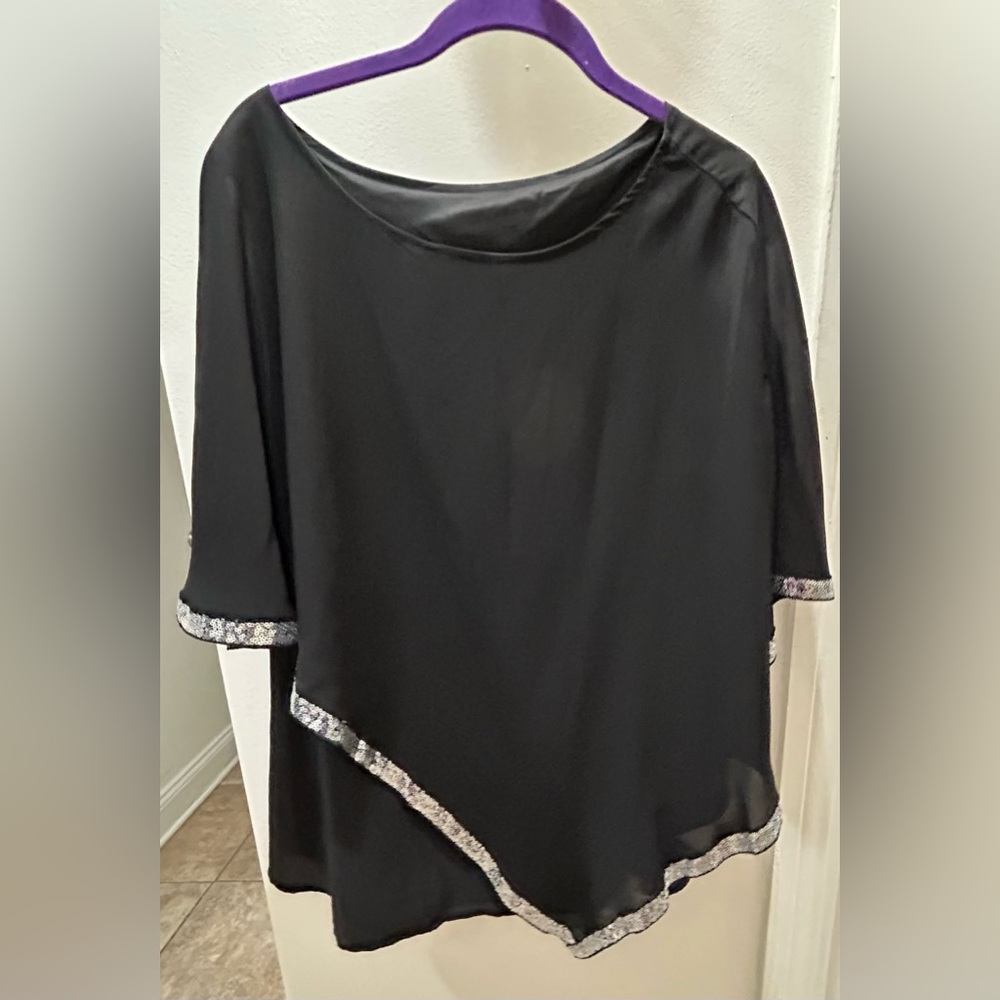 Bloomchic Sequin Patchwork Asymmetrical Dolman Sl… - image 2